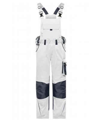 Unisexe Pantalon de travail avec bavette - STRONG - Blanc/carbone 10437
