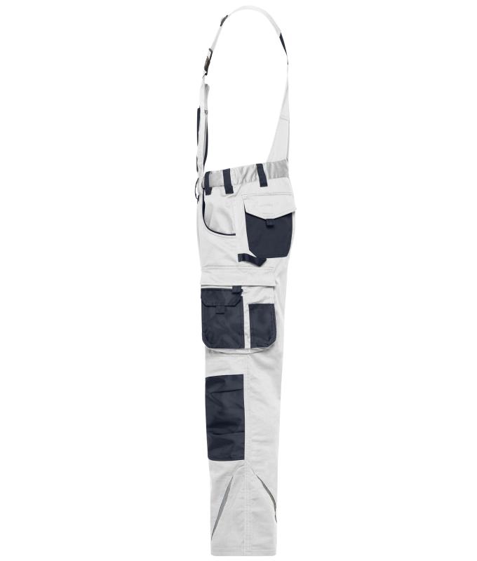 Unisexe Pantalon de travail avec bavette - STRONG - GRS & OCS Blended Blanc/carbone 10437