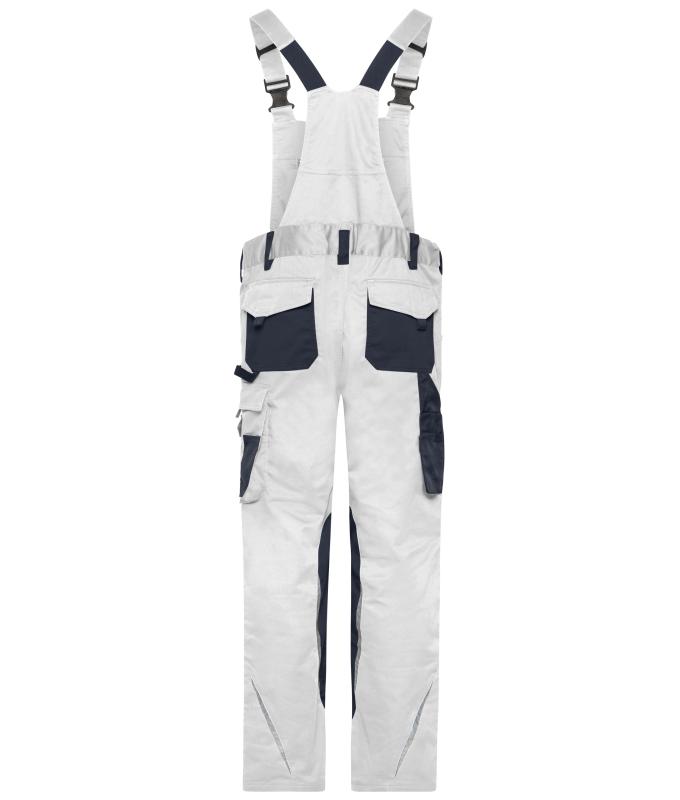 Unisexe Pantalon de travail avec bavette - STRONG - GRS & OCS Blended Blanc/carbone 10437