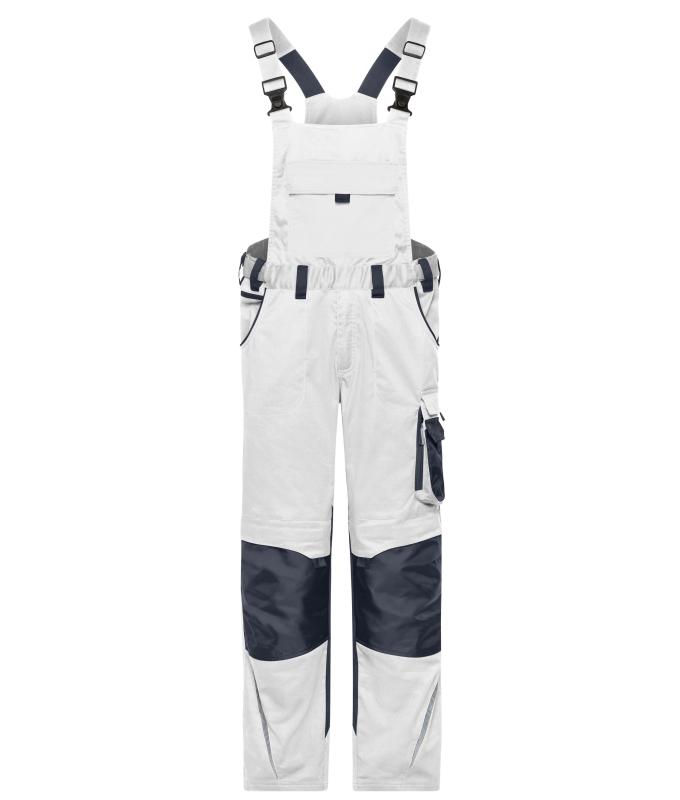 Unisexe Pantalon de travail avec bavette - STRONG - GRS & OCS Blended Blanc/carbone 10437