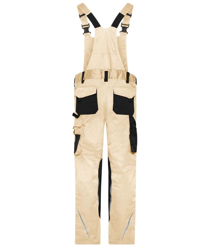 Unisexe Pantalon de travail avec bavette - STRONG - GRS & OCS Blended Pierre/noir 10437