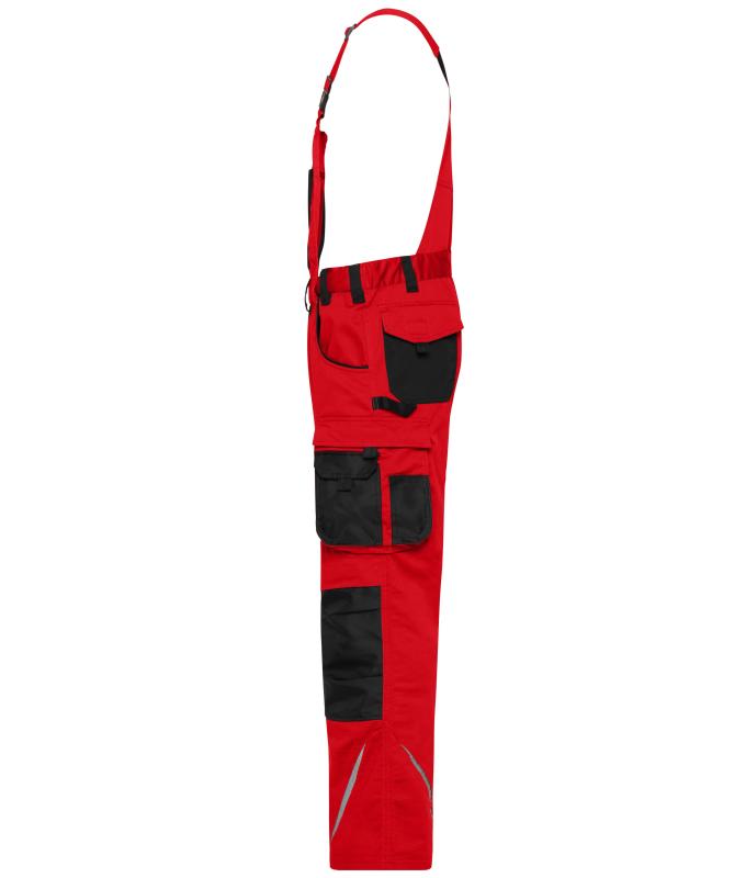 Unisexe Pantalon de travail avec bavette - STRONG - GRS & OCS Blended Rouge/noir 10437