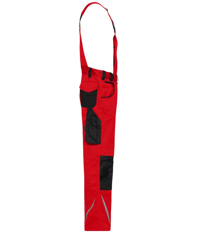 Unisexe Pantalon de travail avec bavette - STRONG - GRS & OCS Blended Rouge/noir 10437