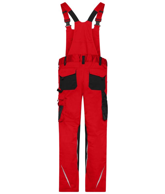 Unisexe Pantalon de travail avec bavette - STRONG - GRS & OCS Blended Rouge/noir 10437
