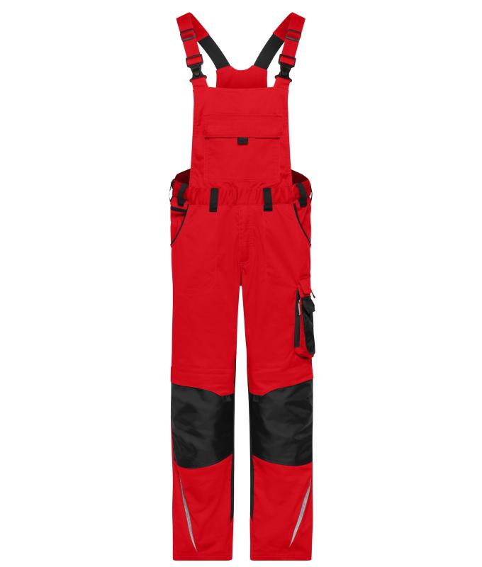 Unisexe Pantalon de travail avec bavette - STRONG - GRS & OCS Blended Rouge/noir 10437