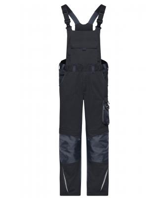 Unisexe Pantalon de travail avec bavette - STRONG - Noir/carbone 10437