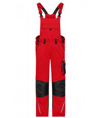 Unisexe Pantalon de travail avec bavette - STRONG - Rouge/noir 10437