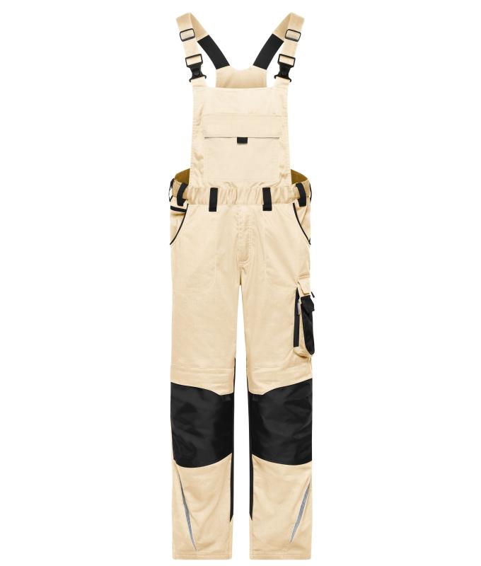 Unisex Workwear Pants with Bib - STRONG - GRS & OCS Blended Stone/black 10437