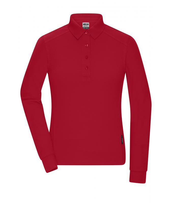 Damen Ladies' Workwear-Long-Sleeved Polo OCS Blended Red 10527