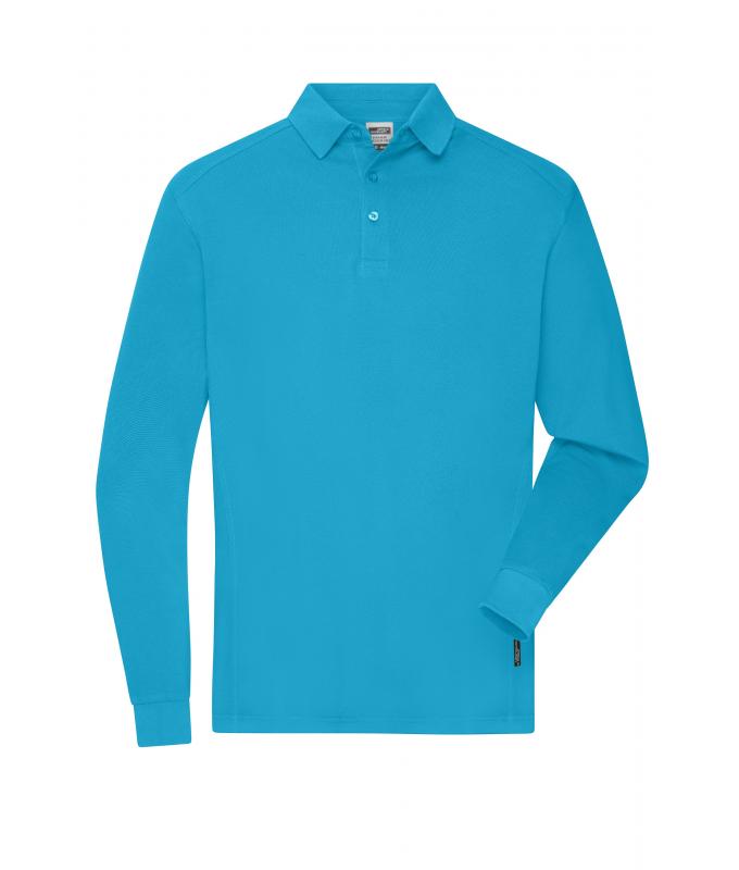 Men Men's Workwear-Long-Sleeved Polo OCS Blended Turquoise 10528