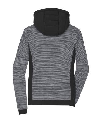 Damen Ladies' Padded Hybrid Jacket Carbon-melange/black 10529