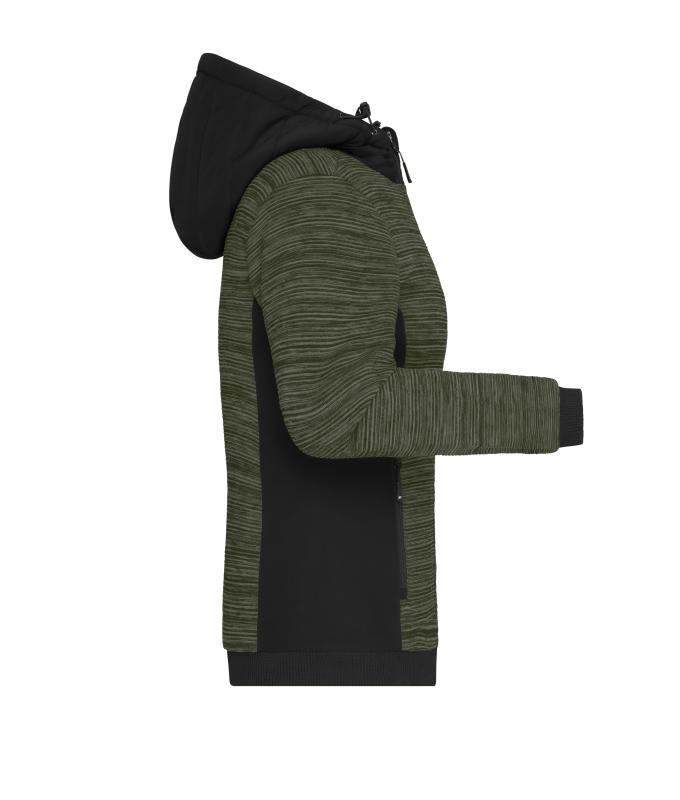 Ladies Ladies' Padded Hybrid Jacket Olive-melange/black 10529