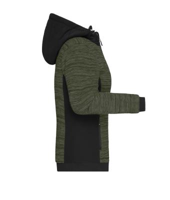 Dames Ladies' Padded Hybrid Jacket Olijf-melange/zwart 10529