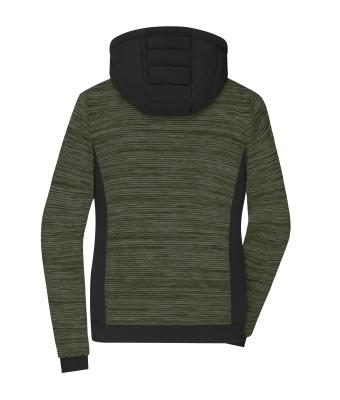 Dames Ladies' Padded Hybrid Jacket Olijf-melange/zwart 10529