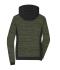 Dames Ladies' Padded Hybrid Jacket Olijf-melange/zwart 10529