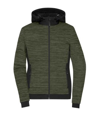 Dames Ladies' Padded Hybrid Jacket Olijf-melange/zwart 10529