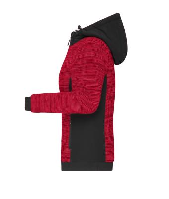 Dames Ladies' Padded Hybrid Jacket Rood-melange/zwart 10529