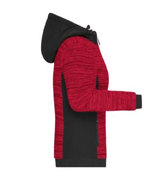 Dames Ladies' Padded Hybrid Jacket Rood-melange/zwart 10529