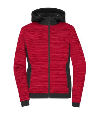 Dames Ladies' Padded Hybrid Jacket Rood-melange/zwart 10529