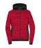 Dames Ladies' Padded Hybrid Jacket Rood-melange/zwart 10529