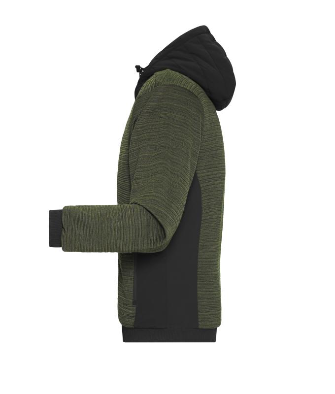 Herren Men's Padded Hybrid Jacket Olive-melange/black 10530