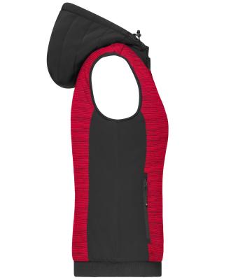 Femme Bodywarmer hybride matelassé femme Rouge-mélange/noir 10532