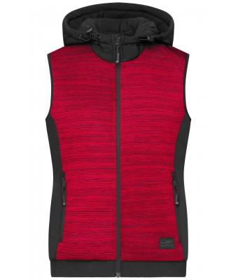 Femme Bodywarmer hybride matelassé femme Rouge-mélange/noir 10532