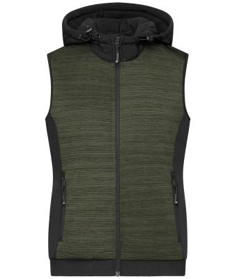 Femme Bodywarmer hybride matelassé femme Olive-mélange/noir 10532