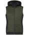 Femme Bodywarmer hybride matelassé femme Olive-mélange/noir 10532