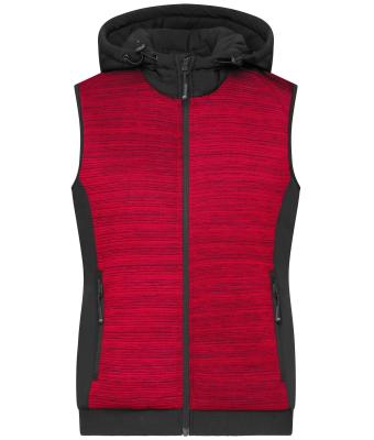 Dames Ladies' Padded Hybrid Vest Rood-melange/zwart 10532