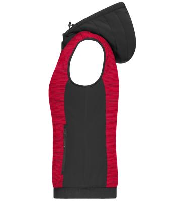 Damen Ladies' Padded Hybrid Vest Red-melange/black 10532