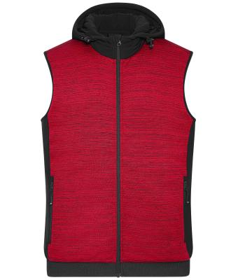 Homme Bodywarmer hybride matelassé homme Rouge-mélange/noir 10533