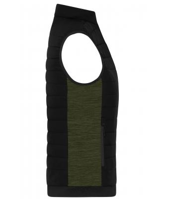 Ladies Ladies' Padded Hybrid Vest Black/olive-melange 11481