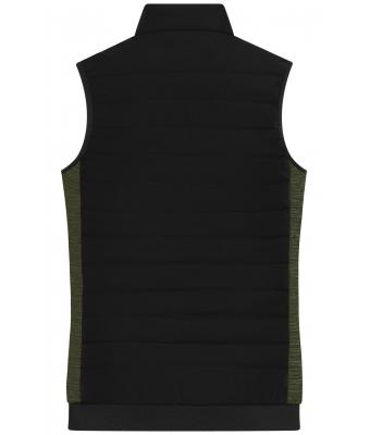 Dames Ladies' Padded Hybrid Vest Zwart/olijf-melange 11481