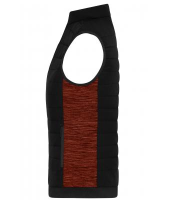 Dames Ladies' Padded Hybrid Vest Zwart/rood-melange 11481