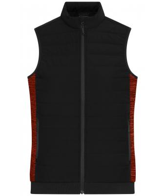 Dames Ladies' Padded Hybrid Vest Zwart/rood-melange 11481