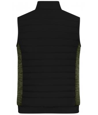 Homme Gilet hybride matelassé pour hommes Noir/olive-mélange 11482