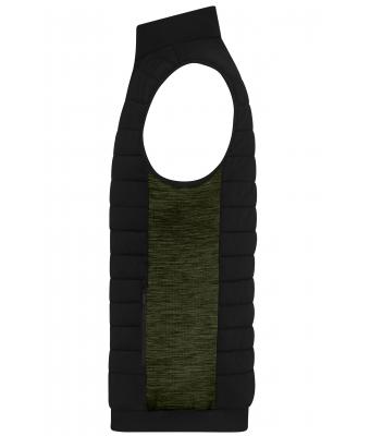 Men Men's Padded Hybrid Vest Black/olive-melange 11482