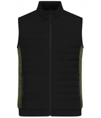 Heren Men's Padded Hybrid Vest Zwart/olijf-melange 11482
