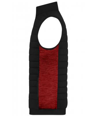 Heren Men's Padded Hybrid Vest Zwart/rood-melange 11482