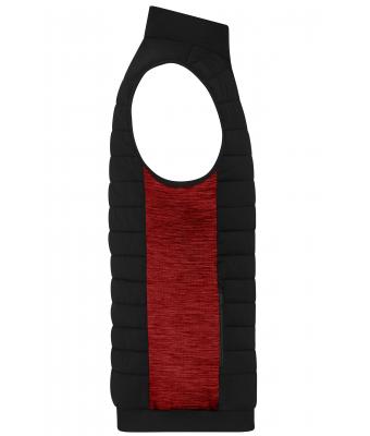 Heren Men's Padded Hybrid Vest Zwart/rood-melange 11482