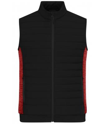 Heren Men's Padded Hybrid Vest Zwart/rood-melange 11482