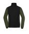 Dames Ladies' Padded Hybrid Jacket Zwart/olijf-melange 11483