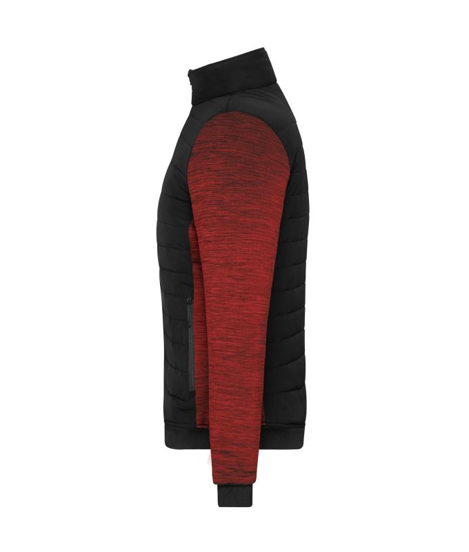 Damen Ladies' Padded Hybrid Jacket Black/red-melange 11483