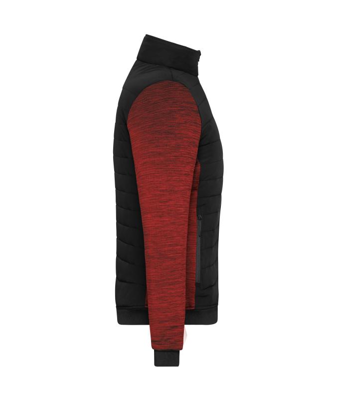 Damen Ladies' Padded Hybrid Jacket Black/red-melange 11483