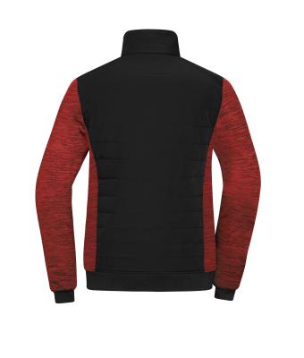 Damen Ladies' Padded Hybrid Jacket Black/red-melange 11483