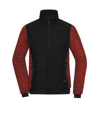 Damen Ladies' Padded Hybrid Jacket Black/red-melange 11483