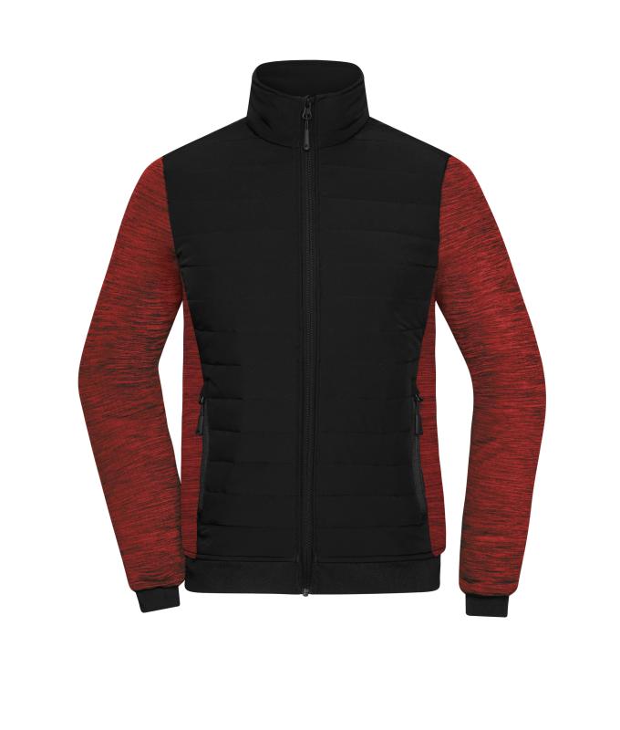 Damen Ladies' Padded Hybrid Jacket Black/red-melange 11483