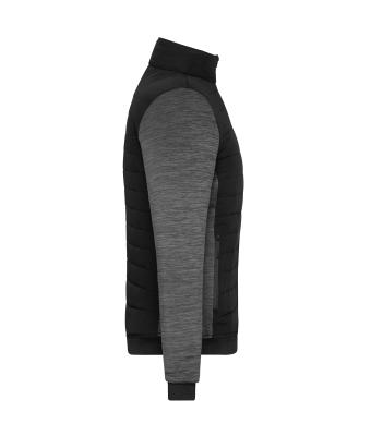 Dames Ladies' Padded Hybrid Jacket Zwart/carbon-melange 11483
