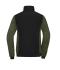 Dames Ladies' Padded Hybrid Jacket Zwart/olijf-melange 11483